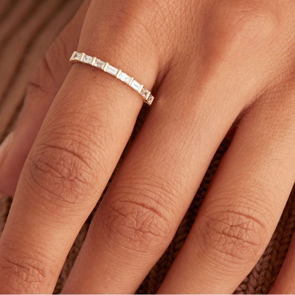 Mejuri Baguette Diamond Half Eternity Band 14K Yellow Gold 5 - Picture 1 of 11